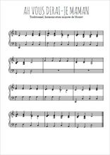 Téléchargez l'arrangement pour piano de la partition de comptine-ah-vous-dirai-je-maman en PDF